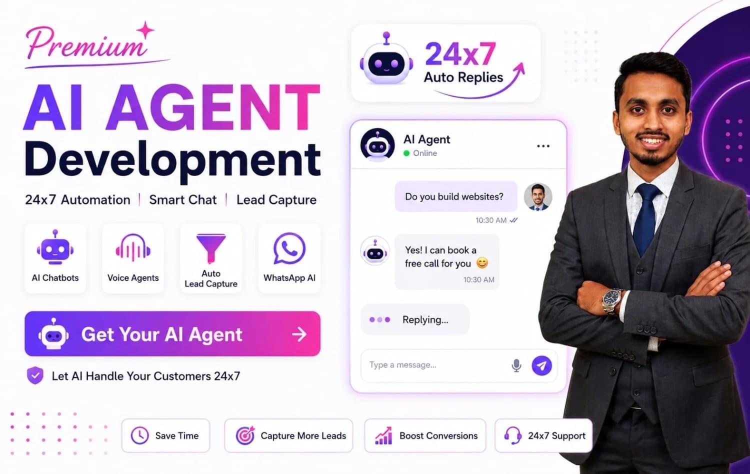 An AI agent answering customer enquiries automatically